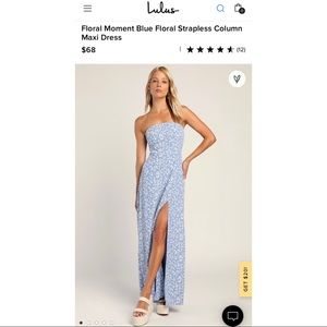 Floral Moment Blue Floral Strapless Column Maxi Dress